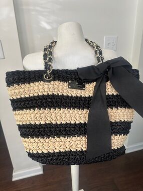 Kate Spade Striped Straw Tote Bag